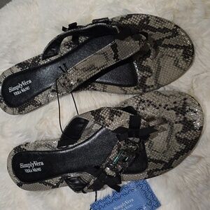 Vera Wang Snake Skin Print Flip Flops